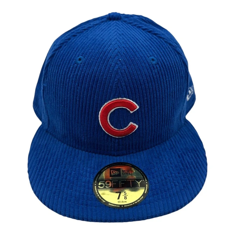 New Era 59Fifty Chicago Cubs Hat Cap 7 5/8 Light Royal Corduroy 1987‎ Baseball